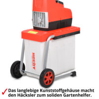 HECHT Elektro Gartenhäcksler mit großem 60 Liter Fangbehälter.