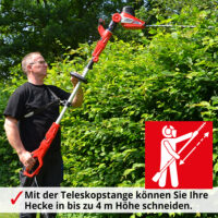 HECHT Elektro Teleskop Heckenschere 675 (750 Watt) für kraftvolles Schneiden.