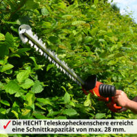 HECHT Elektro Teleskop Heckenschere 675 (750 Watt) für kraftvolles Schneiden.