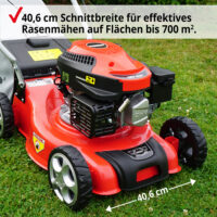 HECHT Benzin Rasenmäher 540 mit 4-Takt OHV Motor, 40,6 cm Schnittbreite, 40-Liter-Fangkorb und 3-facher Einzelrad-Schnitthöhenverstellung – wendig, kraftvoll und ideal für Flächen bis 700 m².