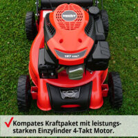 HECHT Benzin Rasenmäher 540 mit 4-Takt OHV Motor, 40,6 cm Schnittbreite, 40-Liter-Fangkorb und 3-facher Einzelrad-Schnitthöhenverstellung – wendig, kraftvoll und ideal für Flächen bis 700 m².