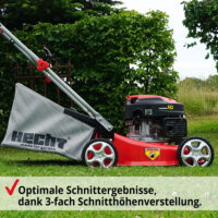 HECHT Benzin Rasenmäher 540 mit 4-Takt OHV Motor, 40,6 cm Schnittbreite, 40-Liter-Fangkorb und 3-facher Einzelrad-Schnitthöhenverstellung – wendig, kraftvoll und ideal für Flächen bis 700 m².