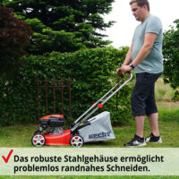 HECHT Benzin Rasenmäher 540 mit 4-Takt OHV Motor, 40,6 cm Schnittbreite, 40-Liter-Fangkorb und 3-facher Einzelrad-Schnitthöhenverstellung – wendig, kraftvoll und ideal für Flächen bis 700 m².