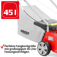 HECHT Benzin Rasenmäher 5408 mit 4-Takt OHV Motor, 40 cm Schnittbreite, 45-Liter-Fangkorb und 3-facher Schnitthöhenverstellung – kraftvoll, wendig und ideal für Flächen bis 700 m².