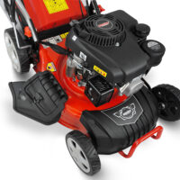 HECHT Benzin Rasenmäher 547 SWE mit 150 cm³ 4-Takt Eco-Motor, 46 cm Schnittbreite, Elektrostart, 5-in-1 Funktion, 55-Liter-Fangkorb, Radantrieb und 7-facher Höhenverstellung – ideal für komfortables Mähen großer Flächen bis 1200 m².