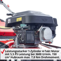 HECHT Benzin Rasenmäher 547 SXW mit 150 cm³ 4-Takt Eco-Motor, 46 cm Schnittbreite, 5-in-1 Funktion (Mähen, Fangen, Mulchen, Seitenauswurf, Laub zerkleinern), Radantrieb, 55-Liter-Fangkorb und 7-facher Höhenverstellung – kraftvoll und komfortabel für Rasenflächen bis 1200 m².