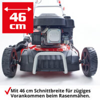 HECHT Benzin Rasenmäher 547 SXW mit 150 cm³ 4-Takt Eco-Motor, 46 cm Schnittbreite, 5-in-1 Funktion (Mähen, Fangen, Mulchen, Seitenauswurf, Laub zerkleinern), Radantrieb, 55-Liter-Fangkorb und 7-facher Höhenverstellung – kraftvoll und komfortabel für Rasenflächen bis 1200 m².
