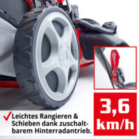 HECHT Benzin Rasenmäher 547 SXW mit 150 cm³ 4-Takt Eco-Motor, 46 cm Schnittbreite, 5-in-1 Funktion (Mähen, Fangen, Mulchen, Seitenauswurf, Laub zerkleinern), Radantrieb, 55-Liter-Fangkorb und 7-facher Höhenverstellung – kraftvoll und komfortabel für Rasenflächen bis 1200 m².
