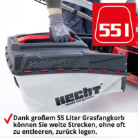HECHT Benzin Rasenmäher 547 SXW mit 150 cm³ 4-Takt Eco-Motor, 46 cm Schnittbreite, 5-in-1 Funktion (Mähen, Fangen, Mulchen, Seitenauswurf, Laub zerkleinern), Radantrieb, 55-Liter-Fangkorb und 7-facher Höhenverstellung – kraftvoll und komfortabel für Rasenflächen bis 1200 m².