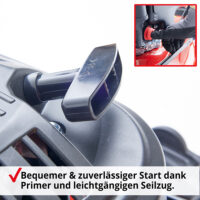 HECHT Benzin Rasenmäher 547 SXW mit 150 cm³ 4-Takt Eco-Motor, 46 cm Schnittbreite, 5-in-1 Funktion (Mähen, Fangen, Mulchen, Seitenauswurf, Laub zerkleinern), Radantrieb, 55-Liter-Fangkorb und 7-facher Höhenverstellung – kraftvoll und komfortabel für Rasenflächen bis 1200 m².