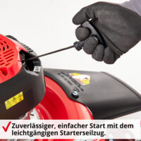 HECHT Benzin Mulchmäher 5511 mit 144,3 cm³ 4-Takt-Motor, 51 cm Schnittbreite, Mulchfunktion, Seitenauswurf und 5-facher zentraler Höhenverstellung – leistungsstark, robust und ideal für mittlere bis große Rasenflächen.