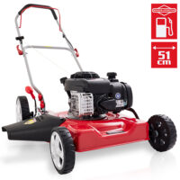 HECHT Benzin Mulchmäher 5511 BS mit 125 cm³ Briggs & Stratton Motor, 51 cm Schnittbreite, Mulchfunktion, Seitenauswurf und 5-facher Höhenverstellung – robust, effizient und ideal für mittelgroße Rasenflächen.