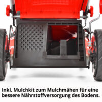 HECHT Benzin Rasenmäher 551 SX mit 196 cm³ 4-Takt-Motor (5,5 PS), 51 cm Schnittbreite, 5-in-1 Funktion, 65-Liter-Fangkorb, Radantrieb, Mulchkit, Seitenauswurf und 7-facher Höhenverstellung – kraftvoll und flexibel für große Gärten.