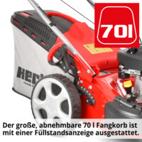 HECHT Benzin Rasenmäher 551 SX mit 196 cm³ 4-Takt-Motor (5,5 PS), 51 cm Schnittbreite, 5-in-1 Funktion, 65-Liter-Fangkorb, Radantrieb, Mulchkit, Seitenauswurf und 7-facher Höhenverstellung – kraftvoll und flexibel für große Gärten.