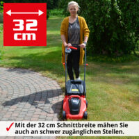 HECHT Elektro Rasenmäher 1000 mit 1000-Watt-Motor, 32 cm Schnittbreite und 35-Liter-Fangkorb – ideal für kleine, verwinkelte Gärten bis 400 m², leicht und wendig.