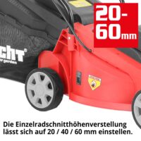 HECHT Elektro Rasenmäher 1233 mit 1300-Watt-Motor, 33 cm Schnittbreite und 30-Liter-Fangkorb – kompakt, leicht (7,1 kg) und ideal für kleine Gärten.