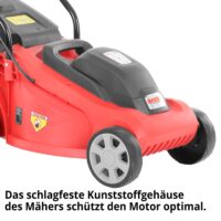 HECHT Elektro Rasenmäher 1233 mit 1300-Watt-Motor, 33 cm Schnittbreite und 30-Liter-Fangkorb – kompakt, leicht (7,1 kg) und ideal für kleine Gärten.