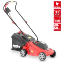HECHT Elektro Rasenmäher 1233 mit 1300-Watt-Motor, 33 cm Schnittbreite und 30-Liter-Fangkorb – kompakt, leicht (7,1 kg) und ideal für kleine Gärten.