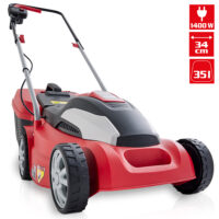 HECHT Elektro Rasenmäher 1434 mit 1400-Watt-Motor, 34 cm Schnittbreite, 5-facher Schnitthöhenverstellung und 35-Liter-Fangkorb – ideal für Rasenflächen bis 600 m².