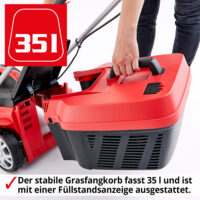 HECHT Elektro Rasenmäher 1434 mit 1400-Watt-Motor, 34 cm Schnittbreite, 5-facher Schnitthöhenverstellung und 35-Liter-Fangkorb – ideal für Rasenflächen bis 600 m².
