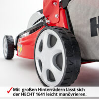 HECHT Elektro Rasenmäher 1641 mit 1600-Watt-Motor, 41 cm Schnittbreite, 50-Liter-Fangkorb mit Füllstandsanzeige, 7-facher Höhenverstellung und Mulchkit – ideal für Rasenflächen bis 800 m².