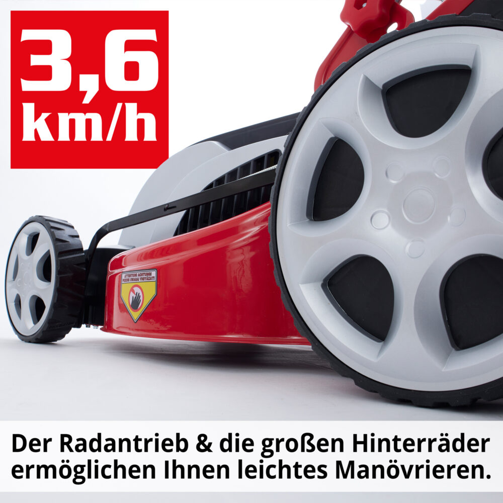 HECHT Elektro Rasenmäher 1803 S mit 1800-Watt-Motor, 46 cm Schnittbreite, 5-in-1 Funktion (Mähen, Fangen, Mulchen, Seitenauswurf, Laub zerkleinern), Radantrieb, 60-Liter-Fangkorb und 7-facher Höhenverstellung – ideal für Flächen bis 1.200 m².