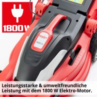 HECHT Elektro Rasenmäher 1844 mit 1800-Watt-Turbo-Motor, 42 cm Schnittbreite, 50-Liter-Fangkorb und zentraler Höhenverstellung – kraftvoll, leicht und ideal für Gärten bis 900 m².