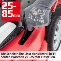HECHT Elektro Rasenmäher 1844 mit 1800-Watt-Turbo-Motor, 42 cm Schnittbreite, 50-Liter-Fangkorb und zentraler Höhenverstellung – kraftvoll, leicht und ideal für Gärten bis 900 m².