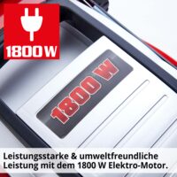 HECHT Elektro Rasenmäher 1845 mit 1800-Watt-Turbo-Motor, 46 cm Schnittbreite, 60-Liter-Fangkorb mit Füllstandsanzeige, Mulchkit und 7-facher Höhenverstellung – ideal für Rasenflächen bis 1.000 m².