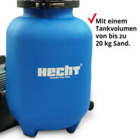 HECHT Sandfilteranlage 302113 für 7.000 Liter Wasser pro Stunde.