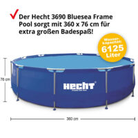 HECHT Stahlrohr Pool 3690 BLUESEA, 360x76cm.