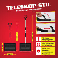 Hecht Teleskop-Schneeschaufel 122–155 cm ausziehbar