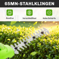 Heckenschere Strauchschere Akku elektrisch 2-in-1 20cm