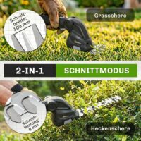 Heckenschere Strauchschere Akku elektrisch 2-in-1 mit Wechselklingen