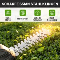Heckenschere Strauchschere Akku elektrisch 2-in-1 mit Wechselklingen