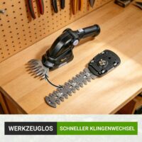 Heckenschere Strauchschere Akku elektrisch 2-in-1 mit Wechselklingen