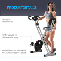 Höhenverstellbarer F-Bike Heimtrainer mit Magnetwiderstand.