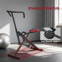 Heimtrainer Fitnessgerät klappbar verstellbar mit Pedalen rot