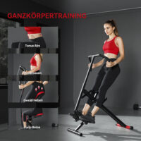 Heimtrainer Fitnessgerät klappbar verstellbar mit Pedalen rot
