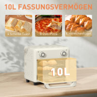 Heissluftfritteuse mit Grill Backen Frittieren Timer 10L 1000W