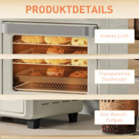 Heissluftfritteuse mit Grill Backen Frittieren Timer 10L 1000W