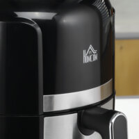 Eine schwarze Heissluftfritteuse und Airfryer mit 4 Litern Fassungsvermögen, 12 Programmen und LED-Touch-Display.