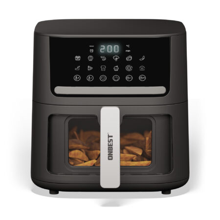 Heißluftfritteuse mit 6,5 Litern Fassungsvermögen und 1600 W Leistung für fettarmes Frittieren.