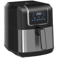 Eine Heissluftfritteuse und Airfryer mit 6,5 Litern Fassungsvermögen, 1700W Leistung und LED-Display.