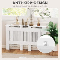 Heizkörperverkleidung verstellbar Lamellendesign MDF weiss