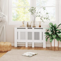 Heizkörperverkleidung verstellbar Lamellendesign MDF weiss