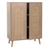 Highboard Kommode Sideboard Kubu Rattan Holz 106x80x41cm Eiche-Optik