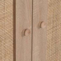 Highboard Kommode Sideboard Kubu Rattan Holz 106x80x41cm Eiche-Optik