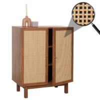 Highboard Kommode Sideboard Kubu Rattan 98x79x42cm Walnuss-Optik