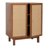 Highboard Kommode Sideboard Kubu Rattan 98x79x42cm Walnuss-Optik